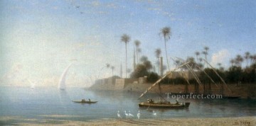  orientalista Pintura - Una vista de Beni Souef Egipto Orientalista árabe Charles Theodore Frere